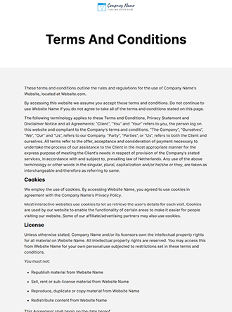 Terms And Conditions
